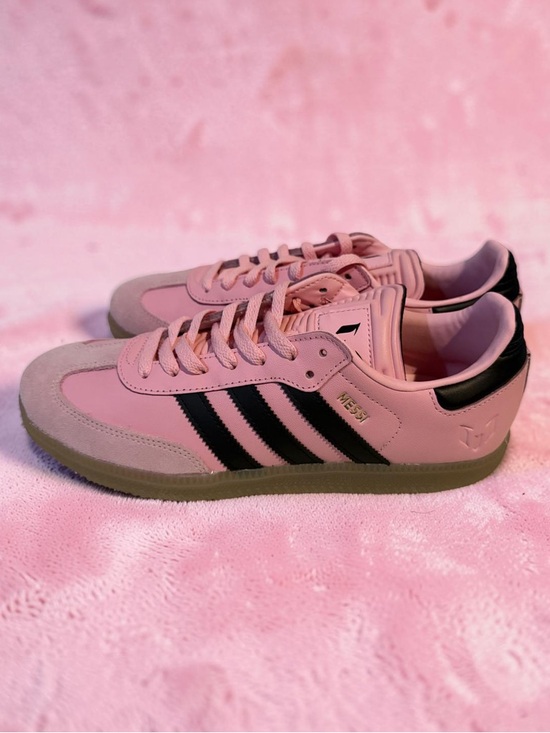 adidas Shoes - adidas Pink Sneakers with Black Three-Stripes